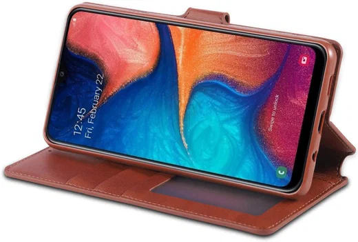 AZNS Samsung Galaxy A40 Portemonnee Stand Hoesje Bruin afbeelding 4
