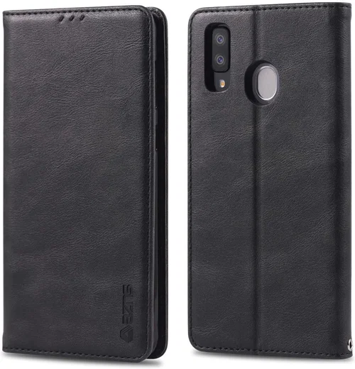 AZNS Retro Samsung Galaxy A40 Portemonnee Stand Hoesje Zwart afbeelding 2