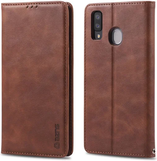 AZNS Retro Samsung Galaxy A40 Portemonnee Stand Hoesje Donkerbruin afbeelding 2