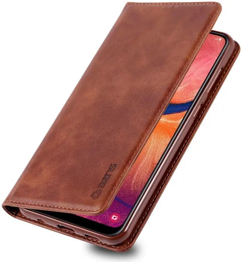 AZNS Retro Samsung Galaxy A40 Portemonnee Stand Hoesje Donkerbruin afbeelding 1