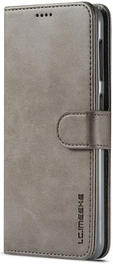 Samsung Galaxy A10 Stijlvol Vintage Portemonnee Bookcase Hoesje Grijs afbeelding 1
