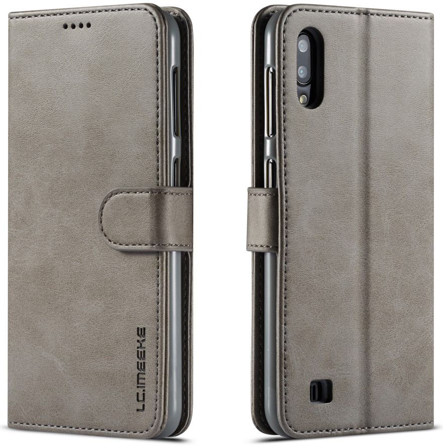 Samsung Galaxy A10 Stijlvol Vintage Portemonnee Bookcase Hoesje Grijs afbeelding 4
