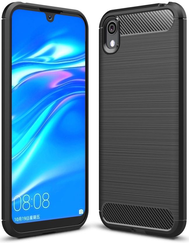 Huawei Y5 (2019) Geborsteld TPU Hoesje Zwart afbeelding 1