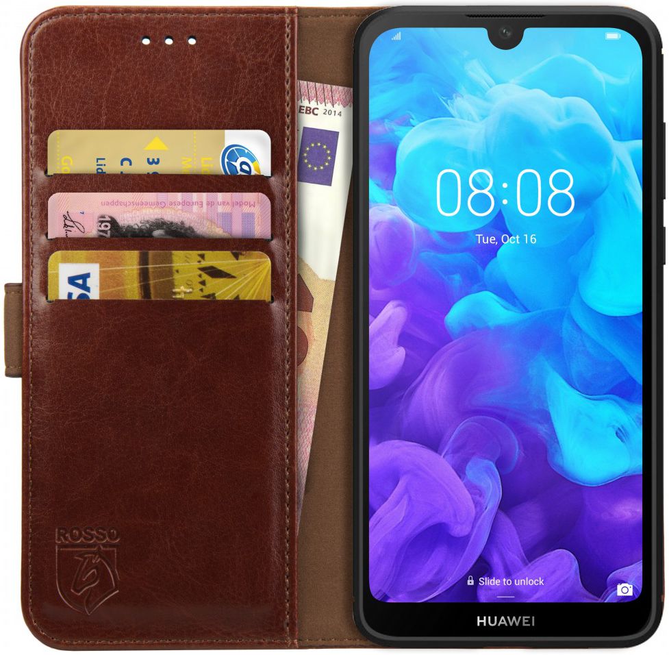 Rosso Element Huawei Y5 (2019) Hoesje Book Cover Bruin afbeelding 1