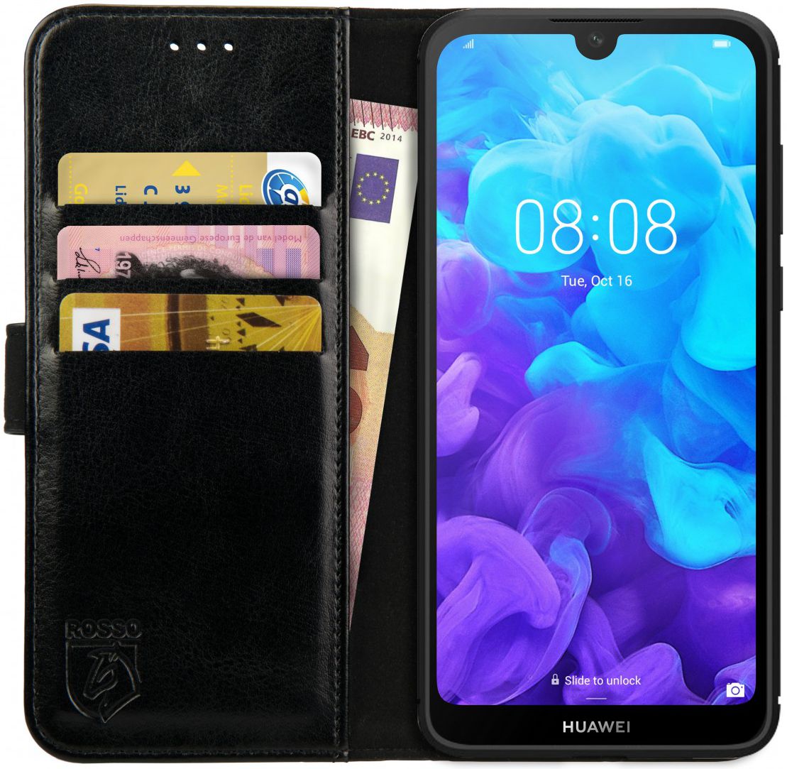 Rosso Element Huawei Y5 (2019) Hoesje Book Cover Zwart afbeelding 1
