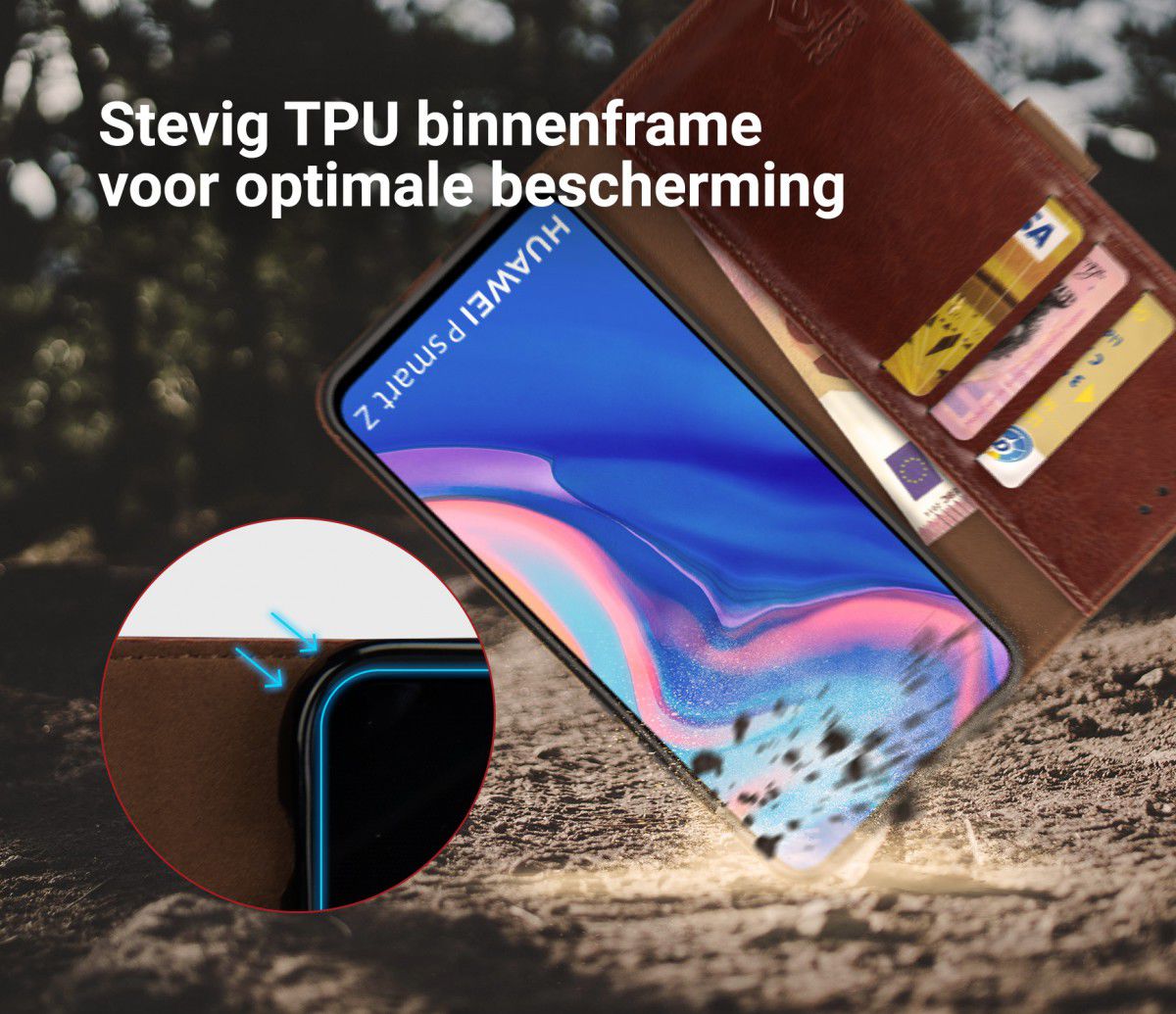 Rosso Element Huawei P Smart Z / Honor 9X Hoesje Book Cover Bruin afbeelding 6