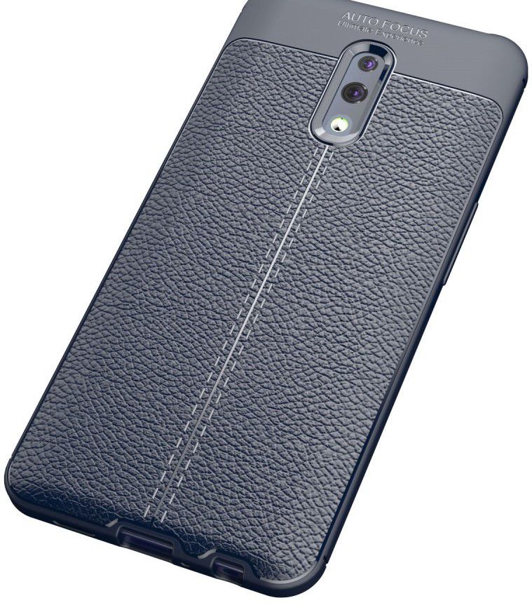 Oppo Reno TPU Hoesje met Leren Textuur Blauw afbeelding 2