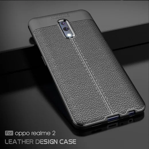 Oppo Reno TPU Hoesje met Leren Textuur Blauw afbeelding 5