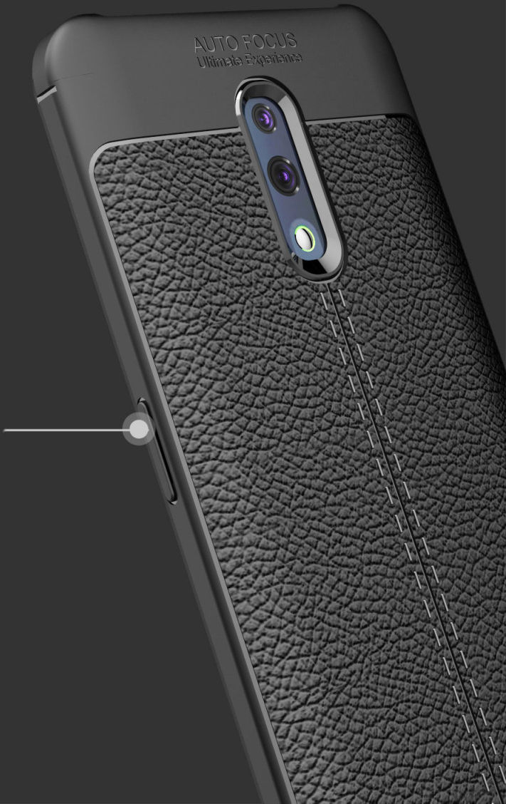 Oppo Reno TPU Hoesje met Leren Textuur Blauw afbeelding 8