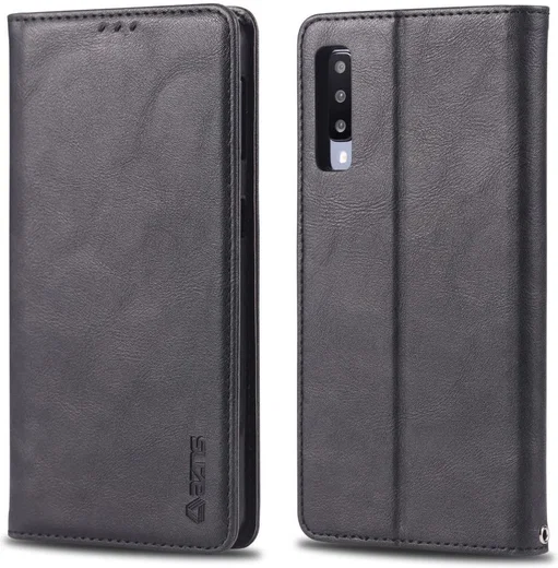AZNS Samsung Galaxy A70 Portemonnee Stand Hoesje Zwart afbeelding 4