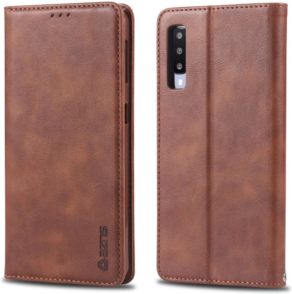 AZNS Samsung Galaxy A70 Portemonnee Stand Hoesje Coffee afbeelding 7
