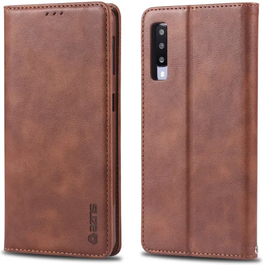 AZNS Samsung Galaxy A70 Portemonnee Stand Hoesje Coffee afbeelding 7