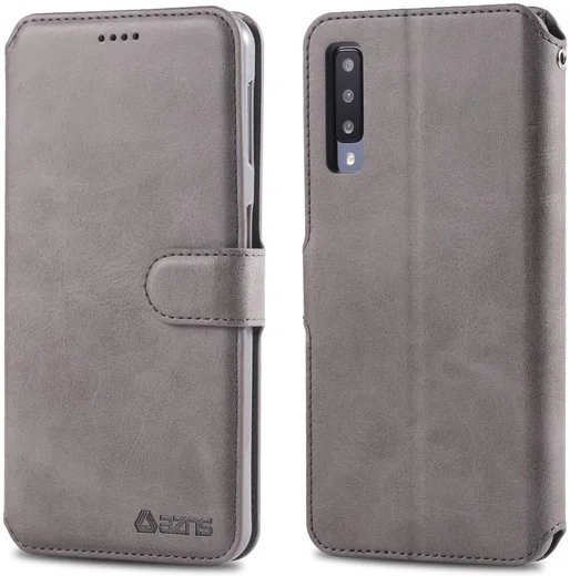 AZNS Samsung Galaxy A70 Wallet Stand Hoesje Grijs afbeelding 2