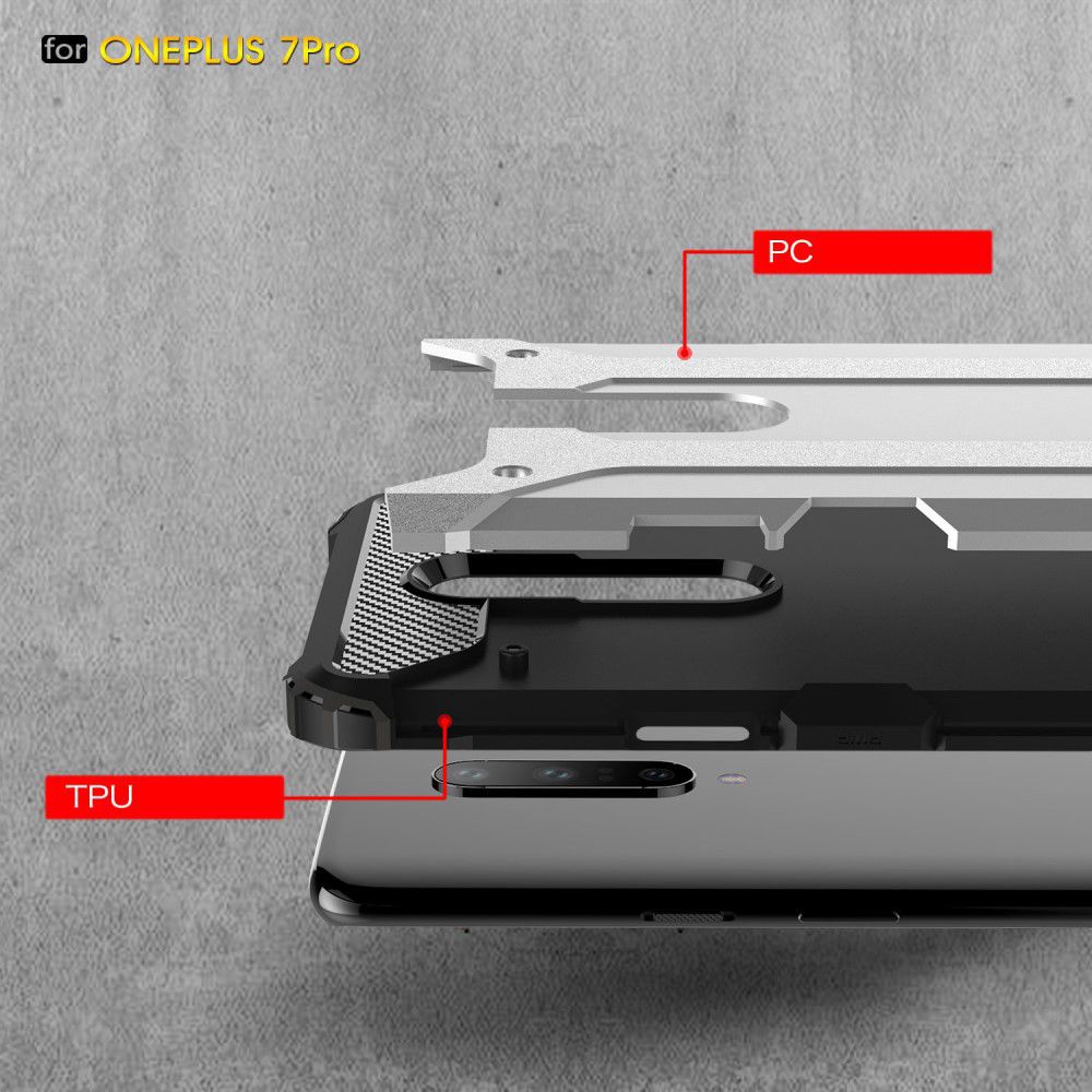 OnePlus 7 Pro Hybride Hoesje Zilver afbeelding 2