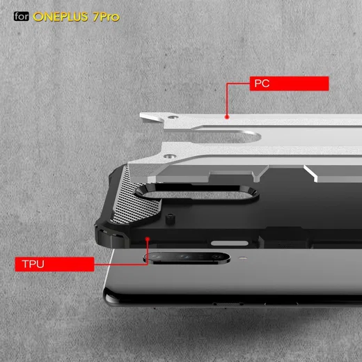 OnePlus 7 Pro Hybride Hoesje Zilver afbeelding 2