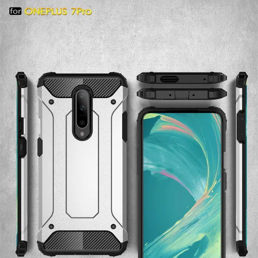 OnePlus 7 Pro Hybride Hoesje Zilver afbeelding 7