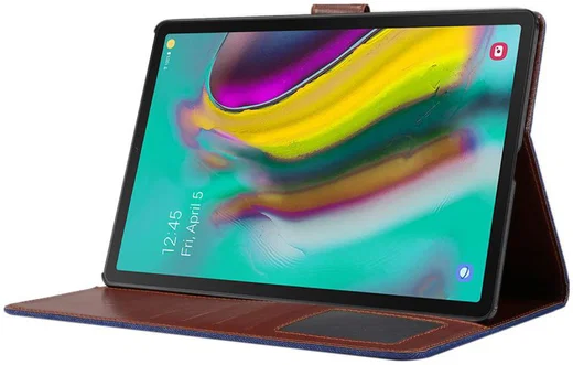 Samsung Galaxy Tab S5e Jeans Portemonnee Hoes Donker Blauw afbeelding 4