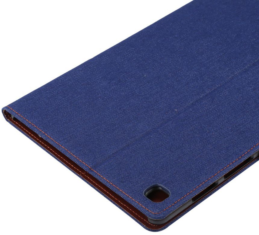 Samsung Galaxy Tab S5e Jeans Portemonnee Hoes Donker Blauw afbeelding 5