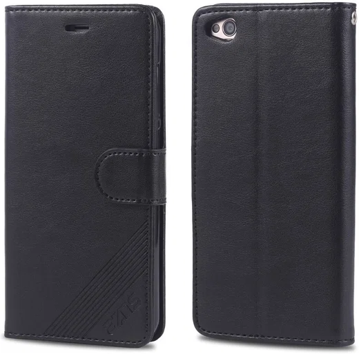 AZNS Xiaomi Redmi Go Portemonnee Stand Hoesje Zwart afbeelding 2