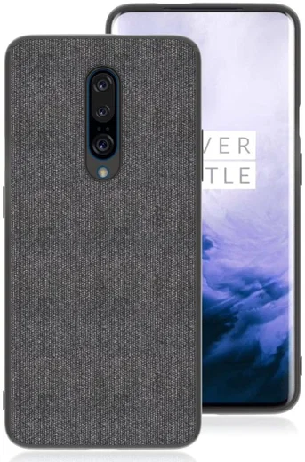 OnePlus 7 Pro Hoesje met Kunstleer Coating Zwart afbeelding 1