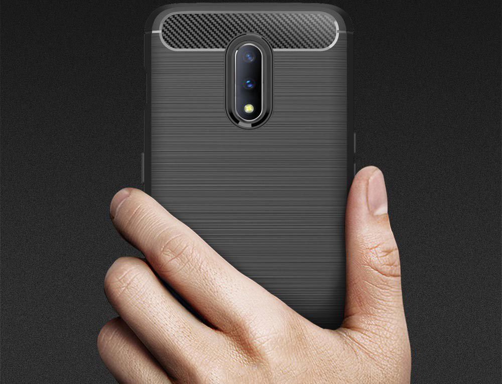 OnePlus 7 Geborsteld TPU Hoesje Rood afbeelding 7