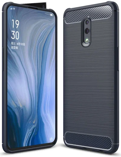 Oppo Reno Geborsteld TPU Hoesje Blauw afbeelding 1
