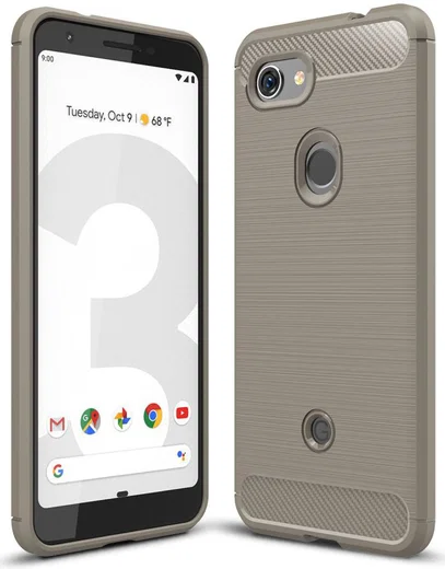 Google Pixel 3A Geborsteld TPU Hoesje Grijs afbeelding 1
