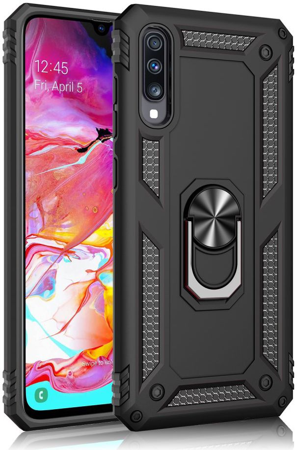 Samsung Galaxy A70 Hybride Hoesje met Kickstand Zwart afbeelding 1