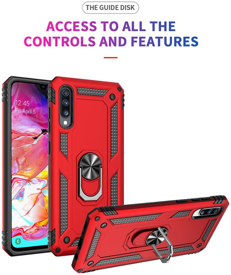 Samsung Galaxy A70 Hybride Hoesje met Kickstand Zwart afbeelding 4