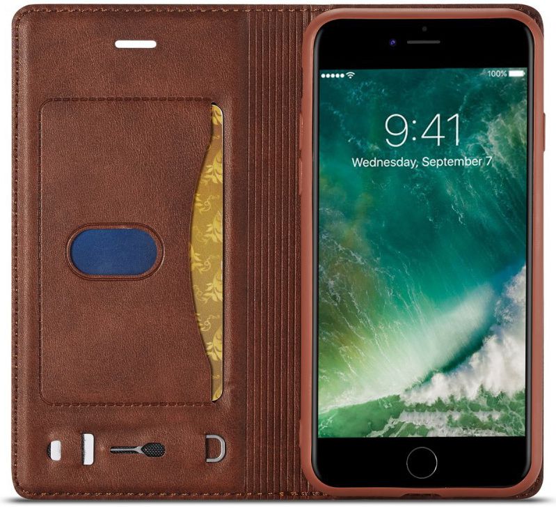 iPhone SE (2020/2022)/8/7 Hoesje Retro Portemonnee Book Case Bruin afbeelding 1