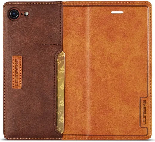 iPhone SE (2020/2022)/8/7 Hoesje Retro Portemonnee Book Case Bruin afbeelding 6