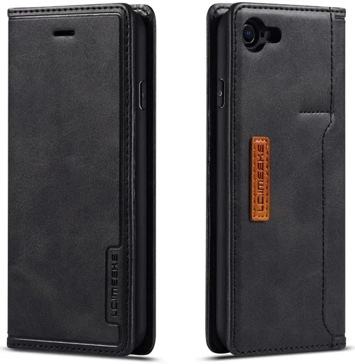 iPhone SE (2020/2022)/8/7 Hoesje Retro Portemonnee Book Case Zwart afbeelding 9