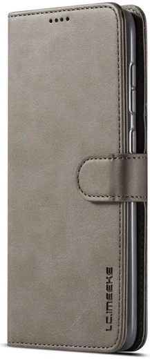 Samsung Galaxy A50 Book Case Hoesje Stijlvol Wallet Kunst Leer Grijs afbeelding 4