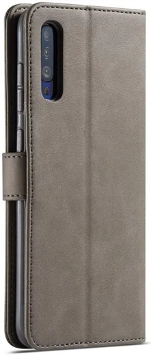 Samsung Galaxy A50 Book Case Hoesje Stijlvol Wallet Kunst Leer Grijs afbeelding 1
