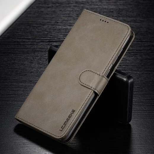 Samsung Galaxy A50 Book Case Hoesje Stijlvol Wallet Kunst Leer Grijs afbeelding 5