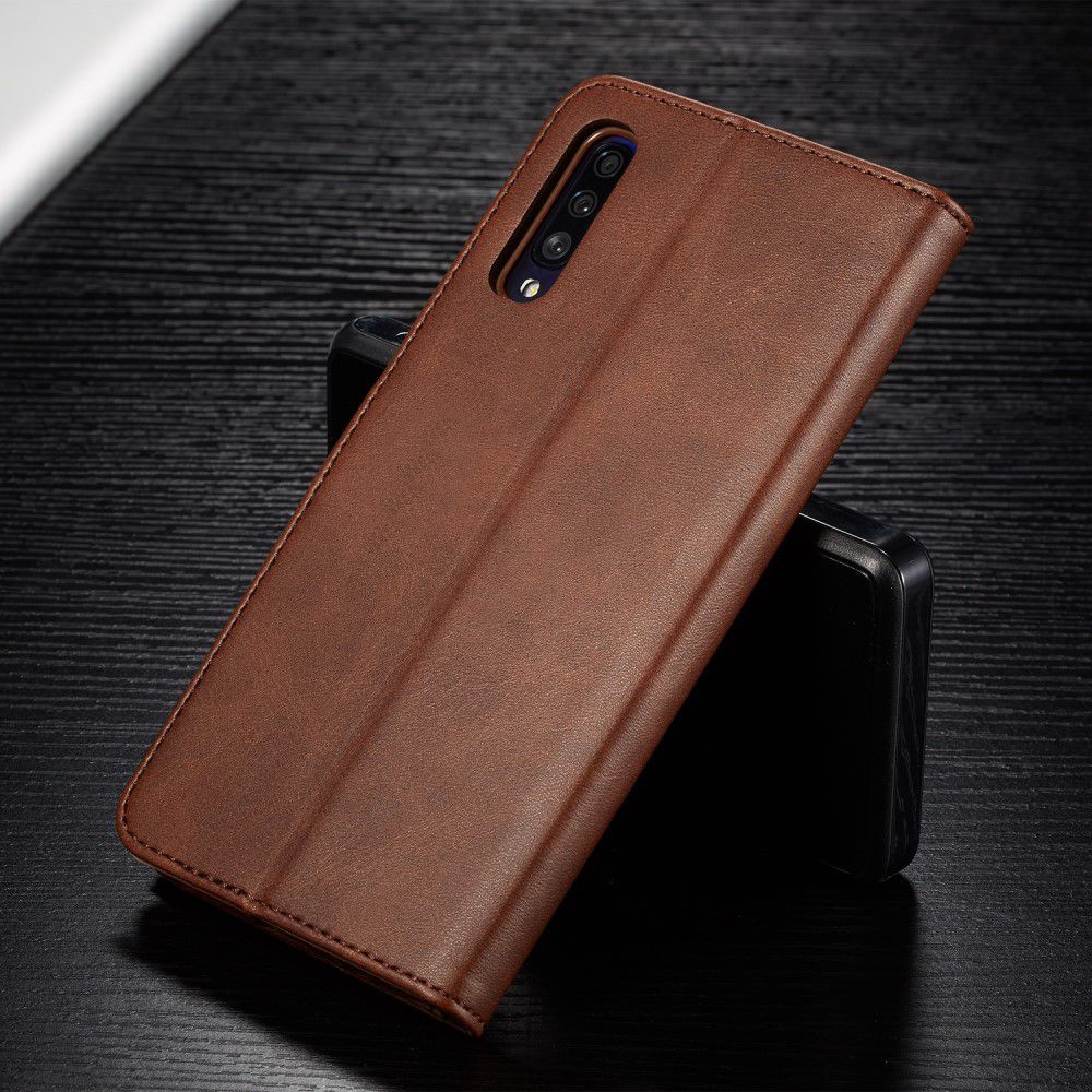 Samsung Galaxy A50 Book Case Hoesje Stijlvol Wallet Kunst Leer Bruin afbeelding 11