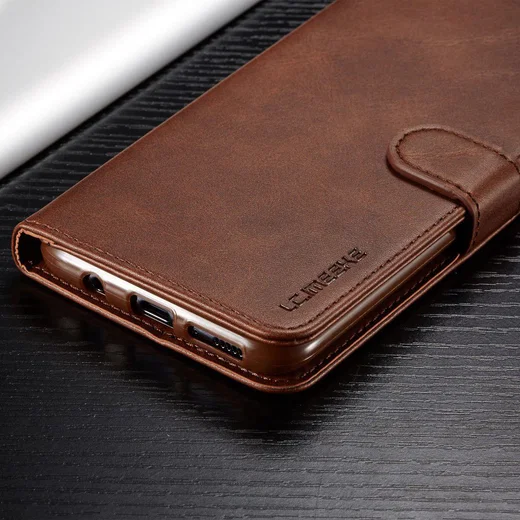 Samsung Galaxy A50 Book Case Hoesje Stijlvol Wallet Kunst Leer Bruin afbeelding 15