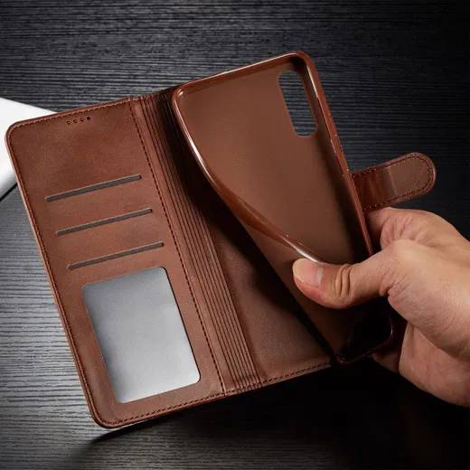 Samsung Galaxy A50 Book Case Hoesje Stijlvol Wallet Kunst Leer Bruin afbeelding 17