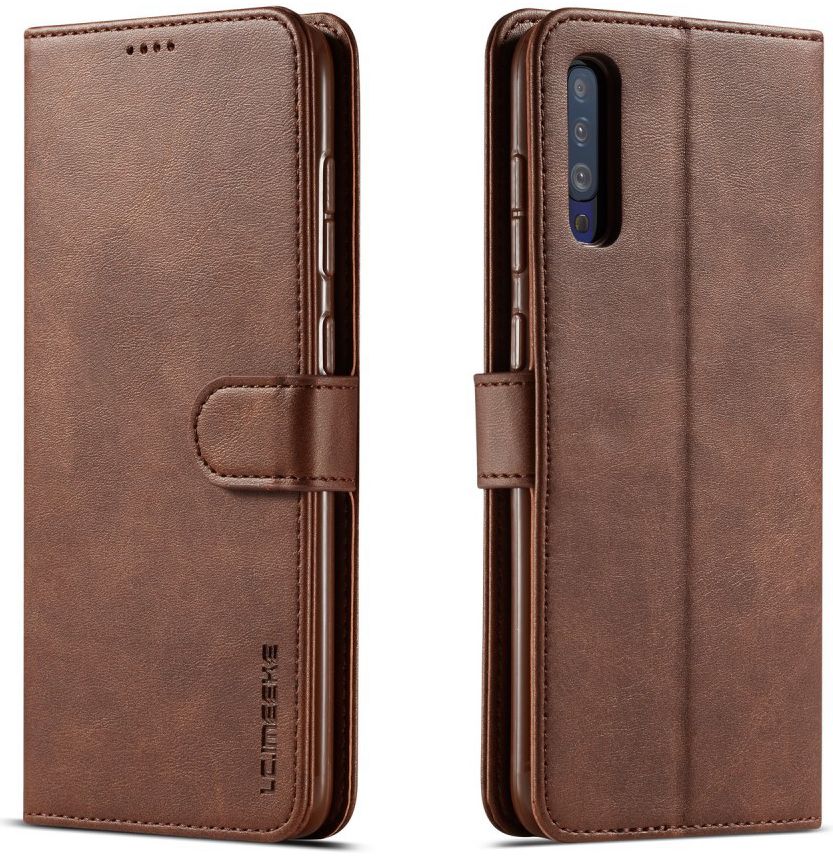 Samsung Galaxy A50 Book Case Hoesje Stijlvol Wallet Kunst Leer Bruin afbeelding 4
