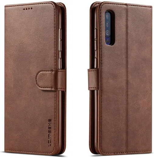 Samsung Galaxy A50 Book Case Hoesje Stijlvol Wallet Kunst Leer Bruin afbeelding 4