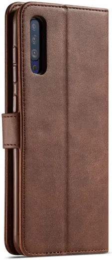 Samsung Galaxy A50 Book Case Hoesje Stijlvol Wallet Kunst Leer Bruin afbeelding 1