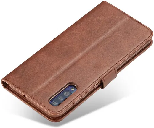 Samsung Galaxy A50 Book Case Hoesje Stijlvol Wallet Kunst Leer Bruin afbeelding 8