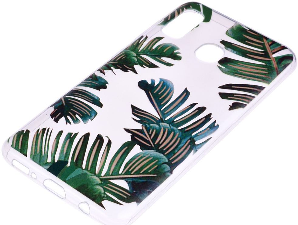 Samsung Galaxy A40 TPU Hoesje met Bladeren Print afbeelding 2