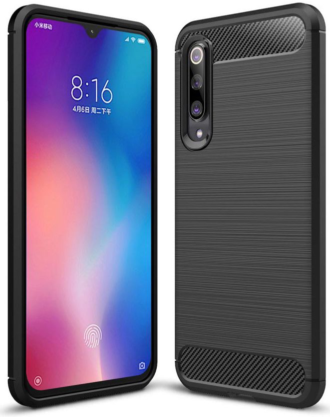 Xiaomi Mi 9 SE Geborsteld TPU Hoesje Zwart afbeelding 1