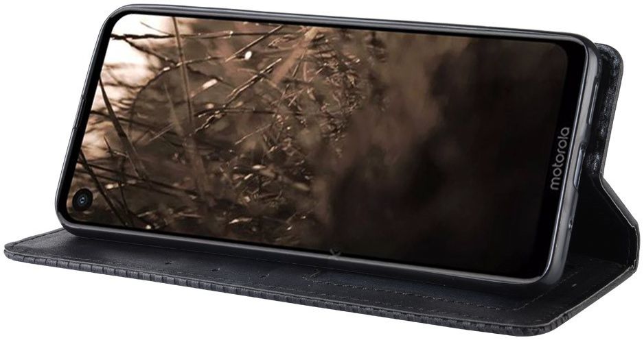 Motorola One Vision Portemonnee Hoesje met Standaard Functie Zwart afbeelding 3