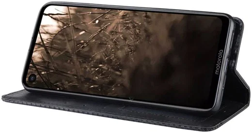 Motorola One Vision Portemonnee Hoesje met Standaard Functie Zwart afbeelding 3