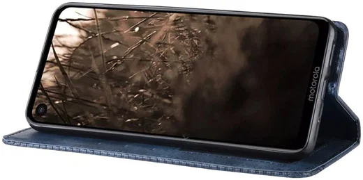 Motorola One Vision Portemonnee Hoesje met Standaard Functie Blauw afbeelding 3