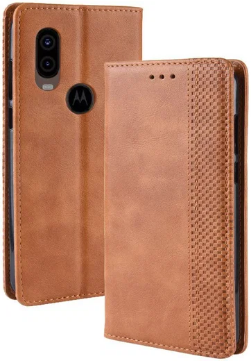 Motorola One Vision Portemonnee Hoesje met Standaard Functie Bruin afbeelding 2