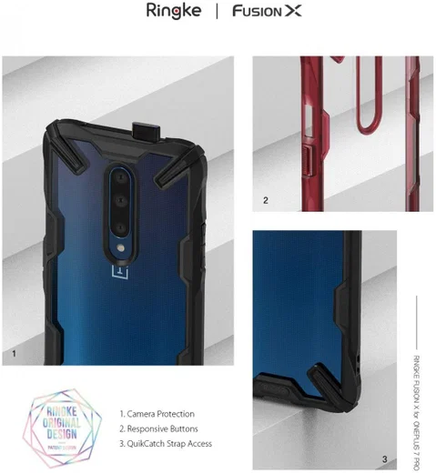 Ringke Fusion X OnePlus 7 Back Cover Hoesje Zwart afbeelding 2