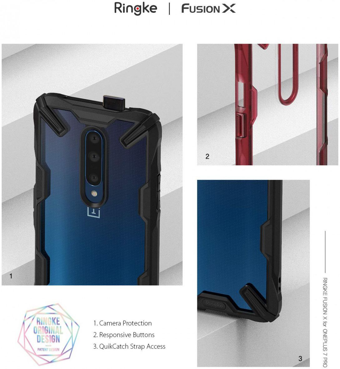 Ringke Fusion X OnePlus 7 Back Cover Hoesje Rood afbeelding 2